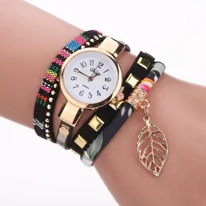 Mode loisirs dame en pierre montre strass tricoté en cuir bracelet montre cadeau cadeau montre-bracelet