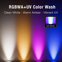 Pknight - Proyector LED de Pared RGBWA+UV de 6x18W, con Batería, PVC, IP65, Inalámbrico, DMX512, WiFi, App, para DJ, Bodas, Fiestas al Aire Libre