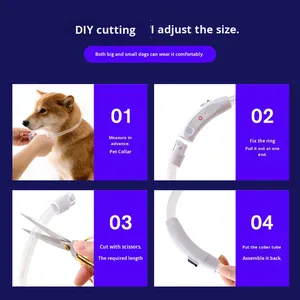 7색 방수 반사 USB 충전식 대형견용 DIY 절단 도구 포함 분실 방지 야광 목줄 - Product Image 4