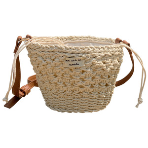 Mini Bolso de Hombro Tejido Color Albaricoque Marrón con Cordón, Bolso Bandolera de Playa, Primavera 2025, Bolso de Pecho Portátil para Mujer - Product Image 5