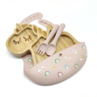 Ensemble de vaisselle pour enfants en bambou écologique de haute qualité, motif koala, personnalisé, sans BPA, assiette à ventouse divisée pour bébé et tout-petit