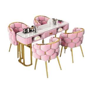 Table de manucure moderne série or rose de luxe nouveauté meubles de salon de beauté série or rose de luxe moderne - Product Image 4
