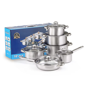 Bộ dụng cụ nấu ăn bằng thép không gỉ 12 món, thiết kế hiện đại, không khói, an toàn với lò nướng và máy rửa chén, xuất khẩu. - Product Image 1
