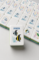 Jeu de Mahjong avec bateau à voile, dragon blanc, 160 tuiles, art marin pastel, Joker Art pour décoration de maison de bord de mer