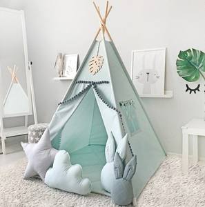 Tienda de campaña plegable Entai para niños, casa de juegos grande para niños, para exteriores e interiores, de lona de algodón indio, tipi portátil para niños, tiendas de campaña para bebés - Product Image 3