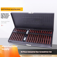 Jeu de 40 embouts Torx en acier allié S2, kit d'embouts hexagonaux et cannelés pour réparation automobile, jeu d'embouts étoile avec boîte, outils à main industriels pour voiture OEM ODM