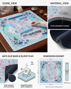 COMPRA 1 Y LLÉVATE 1 GRATIS Tapete <span class=keywords><strong>de</strong></span> Mahjong Americano <span class=keywords><strong>de</strong></span> Lujo con Diseño Floral, Tamaño Estándar, Superficie Silenciosa, Tema Rosa y Azul para Noches <span class=keywords><strong>de</strong></span> Juego - Product Image 4
