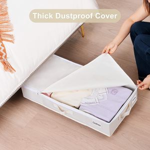 Aluminum Wheels <strong>Underbed</strong> <strong>Storage</strong> 100% Cotton <strong>Fabric</strong> Foldable Sustainable Modern Organizer Rectangle Bed <strong>Storage</strong> Box Pants Shoes - Product Image 3