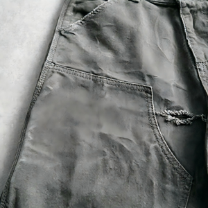 Pantalones cortos de mezclilla personalizados para hombre, de algodón desgastado, con doble rodilla, estilo carpintero, bajo MOQ - Product Image 5