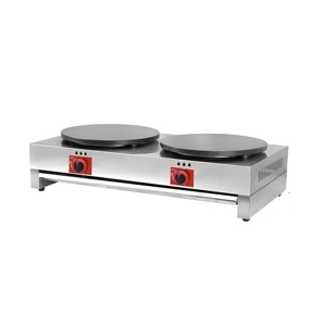 Crêpière professionnelle à gaz double plaque en acier inoxydable avec revêtement antiadhésif et surface de cuisson réglable - Product Image 3