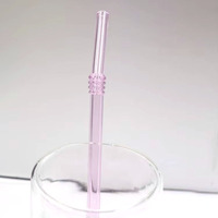 Paille à boire incurvée en verre borosilicate réutilisable, design incurvé coloré avec texture de joint en spirale pour les boissons