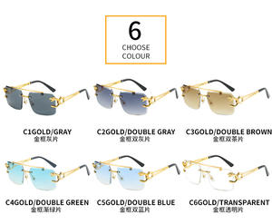 Occhiali da Sole Unisex Retrò 2024, Protezione UV400, Montatura Vintage Senza Bordi, Motivo Leopardato Oro Rosa, Vendita Calda con Logo - Product Image 5