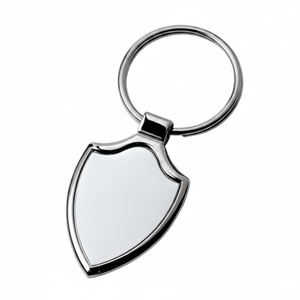Porte-clés en métal en forme de bouclier avec plaque vierge pour personnalisation - Product Image 2