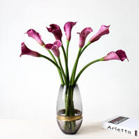 Bunga Calla Lily PU Buatan Tangan Berkualitas Tinggi Grosir, Warna Putih Ungu, untuk Dekorasi Acara, Rumah, Ruang Tamu, dan Pesta