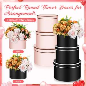 Boîte d'emballage cadeau en carton à baril <span class=keywords><strong>rond</strong></span> de luxe portable à transporter à la main ensemble de feuilles d'or revêtement UV estampage pour emballage de fleurs - Product Image 3