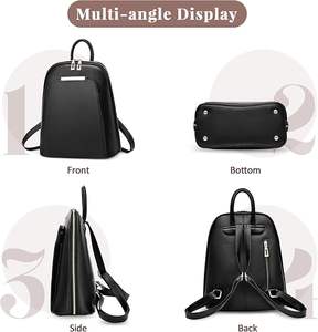 Sac à dos léger et imperméable en cuir PU avec doublure en nylon pour femme, idéal pour l'école, les voyages et la ville - Product Image 3