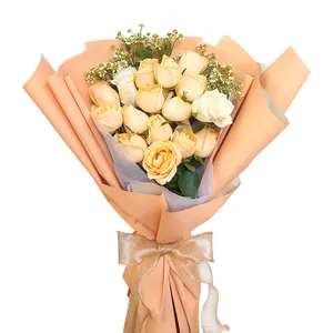 biodegradable package roll yellow translucent gift wrap bouquet flower wrapping waterproof florist paper