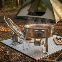 Ensemble de réchauds de buffet en acier inoxydable avec couvercle en verre, chauffe-plats pour la restauration en plein air, hôtels, restaurants, banquets