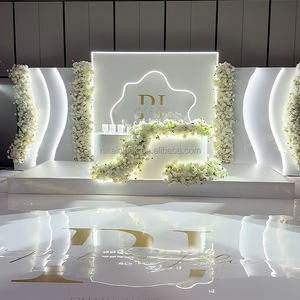 NIKAウェディングステージ背景セット水パーティーデコレーションLEDアクリル波背景パネル - Product Image 1