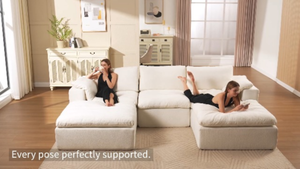 Sofá Seccional de Tela Estilo Escandinavo con Otomana, Tres Plazas, Espuma de Alta Densidad, Sellado al Vacío, Tamaño Estándar - Product Image 6