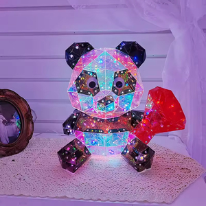Panda 'S Holografische Decoratielamp Kleurrijk Gloeiend 3d Led Prismatisch Iriserend Lichtgevend Nachtlicht - Product Image 5