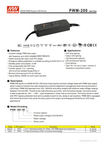 MEAN WELL-Controlador <span class=keywords><strong>LED</strong></span> de 24V, <span class=keywords><strong>200W</strong></span>, Voltaje Constante, Salida PWM para Iluminación Exterior, IP67, Atenuación de Botón y DALI-2, W, 1 Unidad - Product Image 3