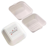 Boîte à gâteau en pulpe de canne à sucre jetable, biodégradable, compatible micro-ondes, minimaliste, pour beurre, riz, gâteau, à emporter, bento, pulpe, burger, croissant