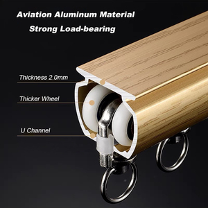 Boho trang trí nội thất phong cách Natual hạt gỗ Trần núi thanh nhôm đường sắt treo rèm - Product Image 3