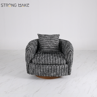 Fauteuil pivotant moderne rembourré pour salon, chaise d'appoint pivotante avec accoudoirs