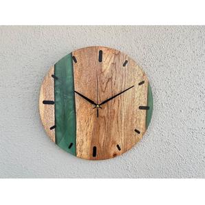 Reloj de Pared Moderno de Resina y Madera, Hecho a Mano, Duradero, Elegante, Funcional, Estilizado y Decorativo, Ideal para Sala de Estar - Product Image 1