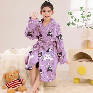Peignoir <span class=keywords><strong>de</strong></span> <span class=keywords><strong>nuit</strong></span> en polaire tricotée douce et chaude en polyester corail pour garçons, enfants et adolescents, pour la salle <span class=keywords><strong>de</strong></span> bain, automne-hiver - Product Image 3