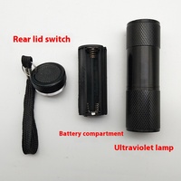 SITEKE Automotive Mini lampe de poche UV portable avec 9 LED solaire à couche mince isolée 395 nm pour carte de test Garantie 1 an