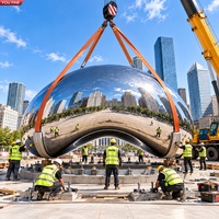 YOUFINE Cityscape Project Public Art Extérieur Grande Taille Miroir Poli En Acier Inoxydable Nuage Porte Statue Sculpture Fabricant