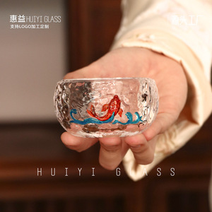Tasse à thé en verre résistante à la chaleur, épaisse, pour service à thé à domicile, motif poisson Koi - Product Image 2