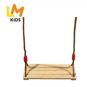 LM Set ayunan taman anak-anak, Set mainan ayunan kayu luar ruangan untuk anak