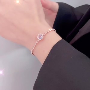 Nuovi Bracciali alla Moda in Oro Rosa con Zirconi, Bracciale Semplice in Lega di Rame con Diamanti, Catena a Osso per Donna - Product Image 4