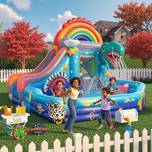 Parque Acuático Inflable Grande con Tobogán Doble, Castillo Hinchable con Piscina, Parque Acuático Inflable para Niños y Adultos, Regalo para Fiestas - Product Image 6