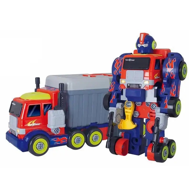 DIY Educational Plastic Children's Self-assembling Screw Cartoon-shaped Transforming Robot Transforming Car Toy