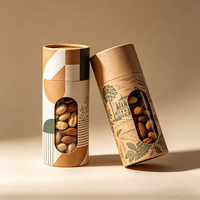 Kartonnen cilinderverpakking met venster voor thee, koffie, snoep, koekjes en cadeaus, met aangepast logo, voedselveilig en rond.