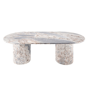<span class=keywords><strong>Table</strong></span> à manger en marbre <span class=keywords><strong>de</strong></span> luxe, meuble <span class=keywords><strong>de</strong></span> maison, pieds côtelés en marbre <span class=keywords><strong>gris</strong></span> poli, pierre naturelle, <span class=keywords><strong>table</strong></span> à manger italienne, tendance 2023 - Product Image 2