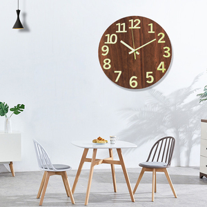 Wooden Luminous Wall <b>Clock</b> Watches Modern Night Light <b>Clock</b> Glow in Dark - Product Image 6
