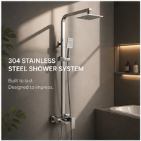 Système de douche mural robuste en acier inoxydable chromé brossé, résistant à la corrosion et à la rouille, avec barre coulissante, pour appartement haut de gamme
