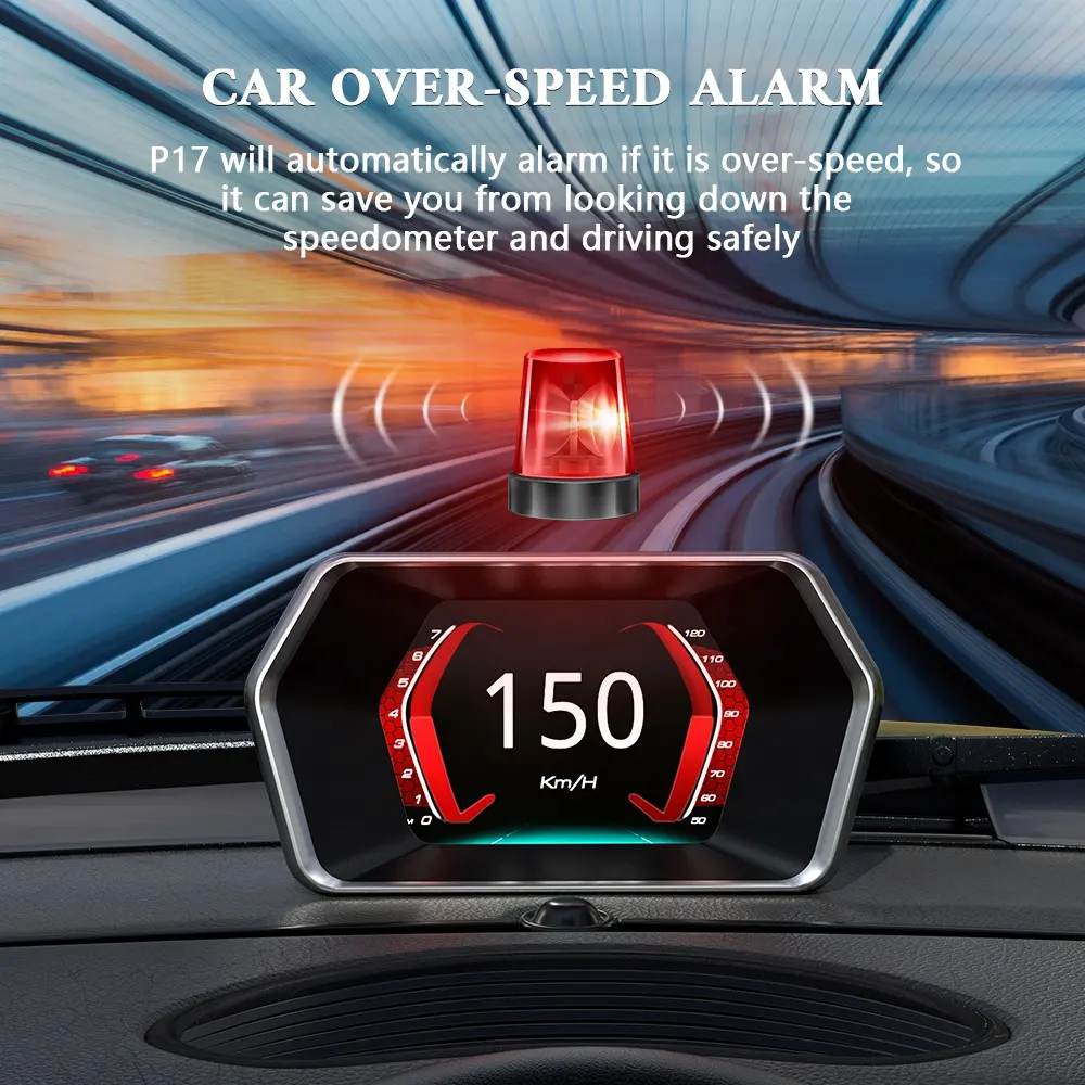 Jauge automatique universelle double système ordinateur de voiture OBD2 + GPS affichage tête haute P17 compteur de vitesse