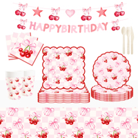 DAMAI Cartoon Cherry Birthday Party Supplies Disposable Eco-Friendly Fruit Theme Tableware Set Baby Shower Paper Plates Napkins