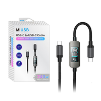 Kabel USB-C ke USB-C 240W dengan Layar Digital LED, Kabel Data Digital Tipe C untuk Perjalanan