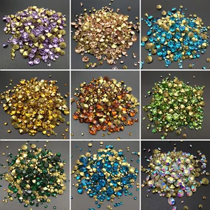 Chatons de taille mixte pointu dos strass perles de verre en vrac perles de cristal étincelantes pour la fabrication de bijoux embellissements Bling