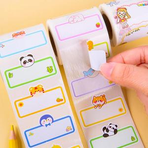 Cartoon Stickers Roll Rectangular Writable Paper Labels For Kids School Stationery Variety Animal Design - Product Image 3