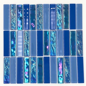 Carrelage de piscine bleu en mosaïque à la mode, irisée, miroir de <span class=keywords><strong>verre</strong></span>, écorce et bâton, dosseret - Product Image 5