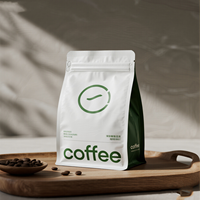Pochette à fond plat personnalisable de 100g 250g 500g avec fermeture à glissière refermable en papier kraft et valve de dégazage sac de grains de café frais torréfiés