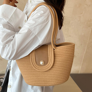 Large Capacity Pearl Cotton Shoulder <b>Bag</b> Horizontal Square Magnetic Buckle <b>Summer</b> Women's Tote <b>Bag</b> - Product Image 4